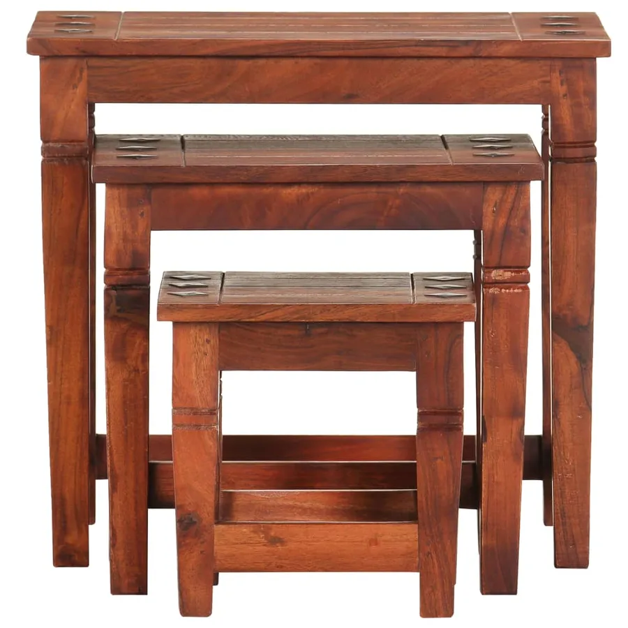 Tables gigognes 3 pcs Bois d'acacia massif - 2