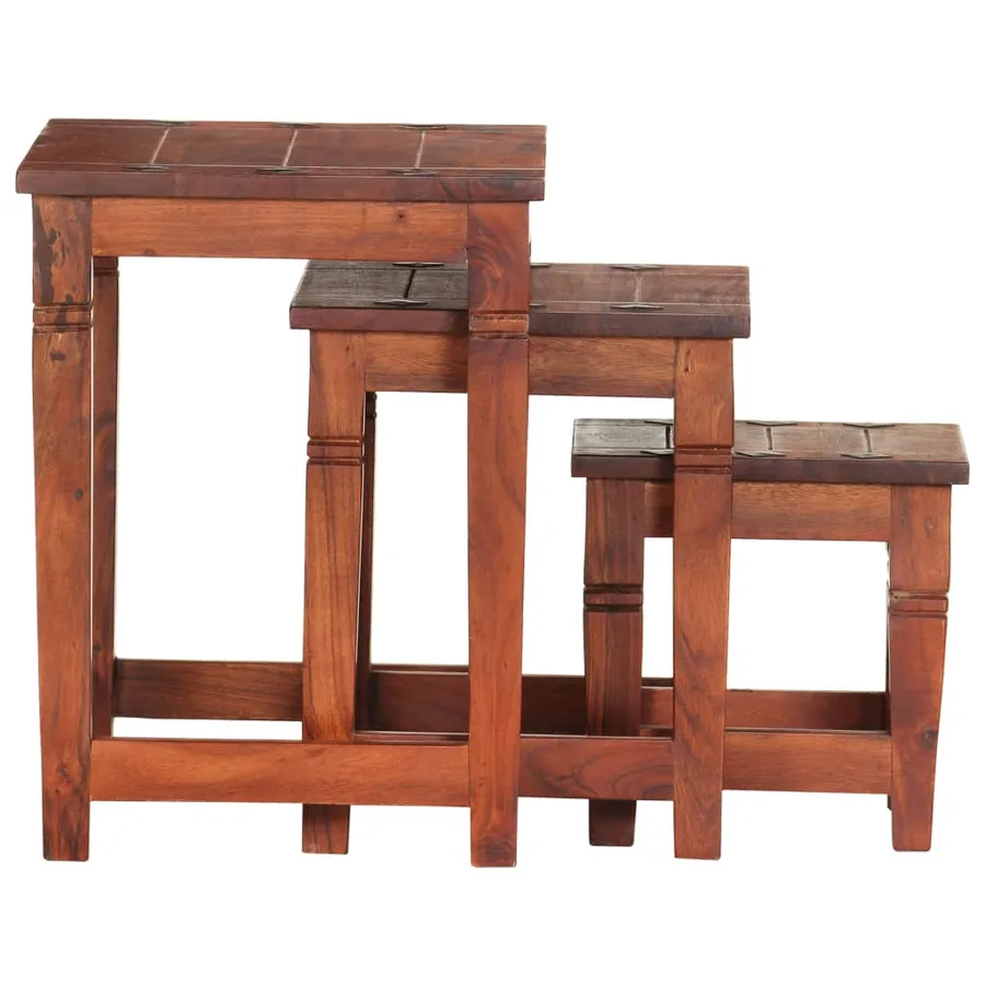 Tables gigognes 3 pcs Bois d'acacia massif - 3