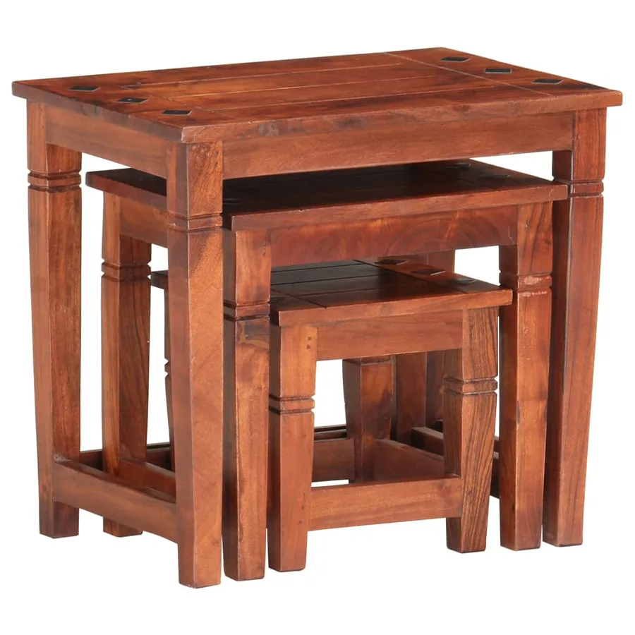 Tables gigognes 3 pcs Bois d'acacia massif - 4