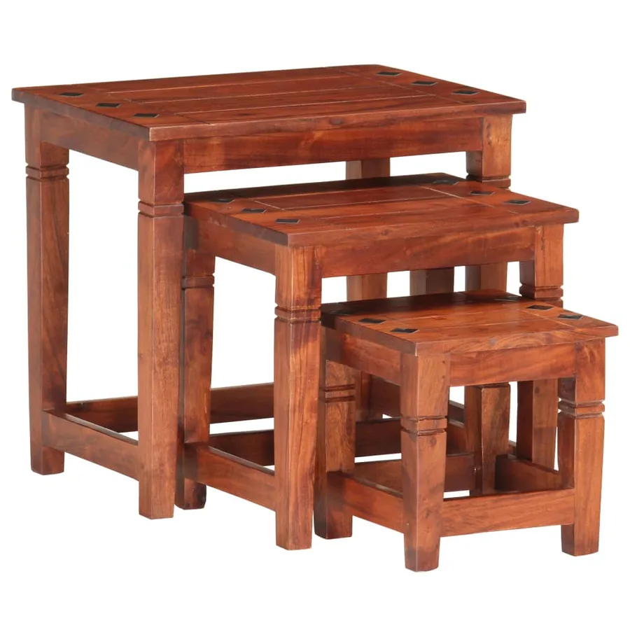Tables gigognes 3 pcs Bois d'acacia massif - 9