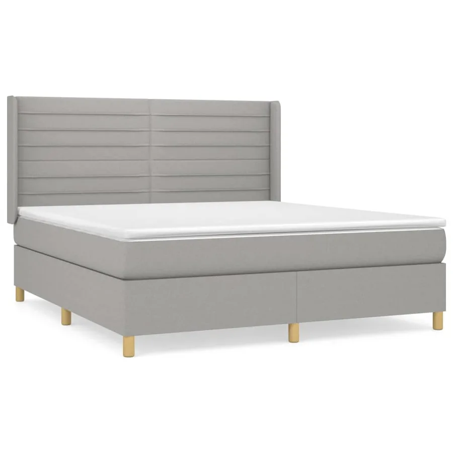 Sommier à lattes de lit avec matelas Gris clair 180x200cm Tissu - 2