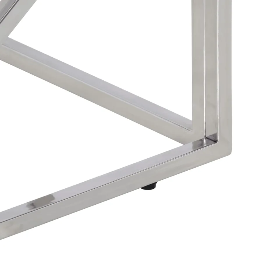 Table basse argenté acier inoxydable et verre trempé - 6