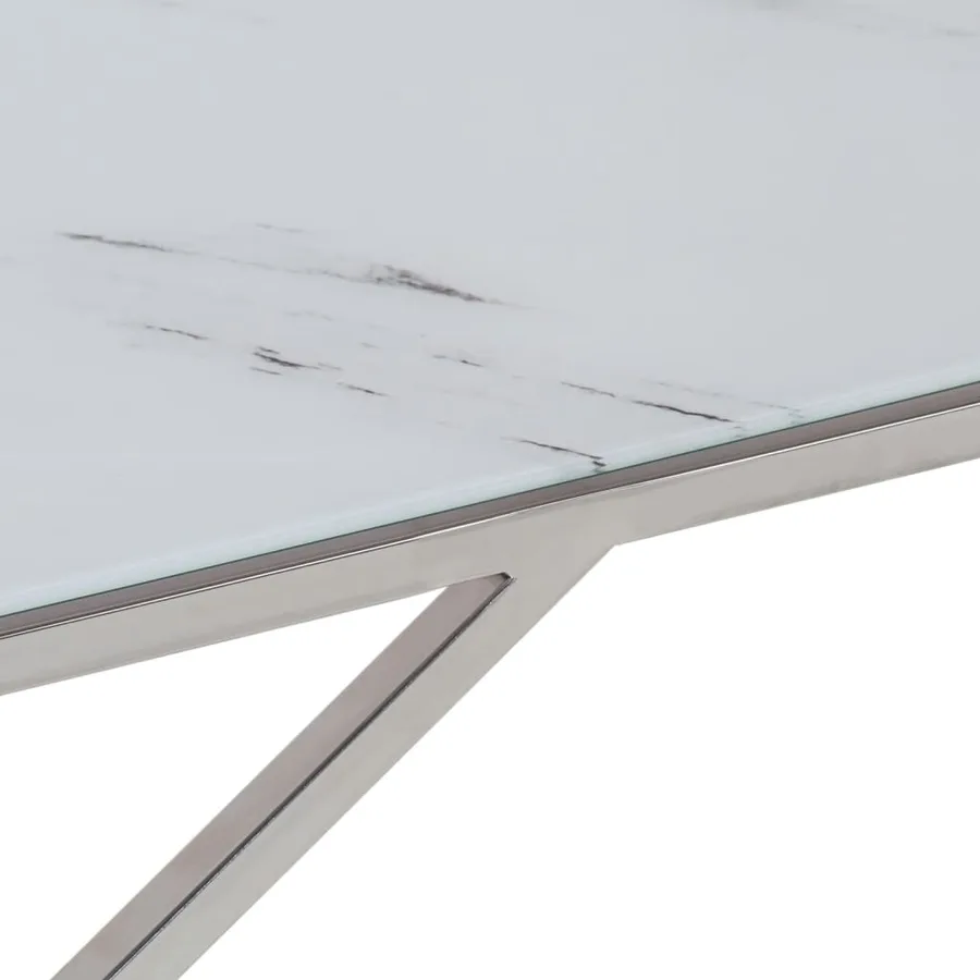 Table basse argenté acier inoxydable et verre trempé - 7
