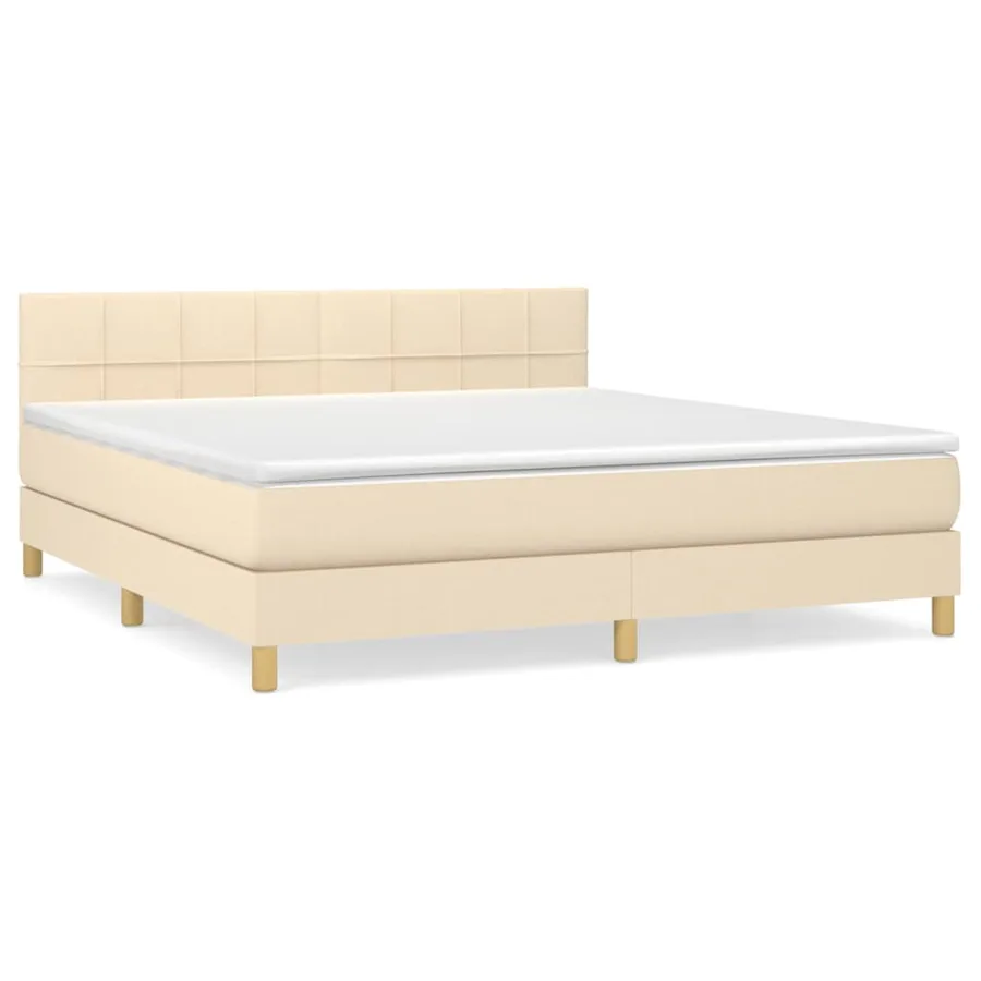 Sommier à lattes de lit avec matelas Crème 180x200 cm Tissu - 2