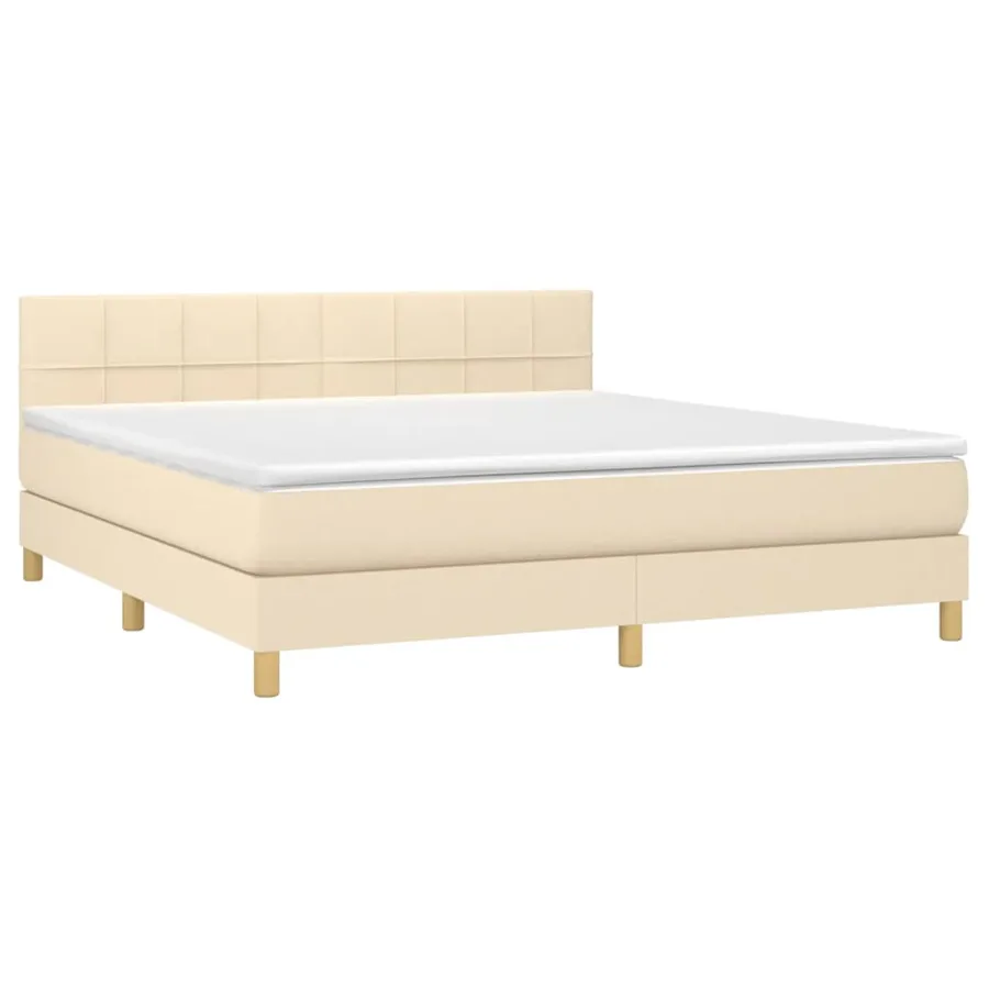 Sommier à lattes de lit avec matelas Crème 180x200 cm Tissu - 3