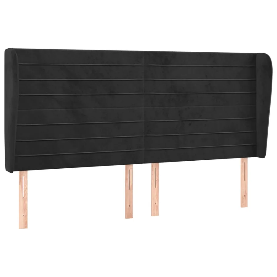 Tête de lit avec oreilles Noir 203x23x118/128 cm Velours - 2