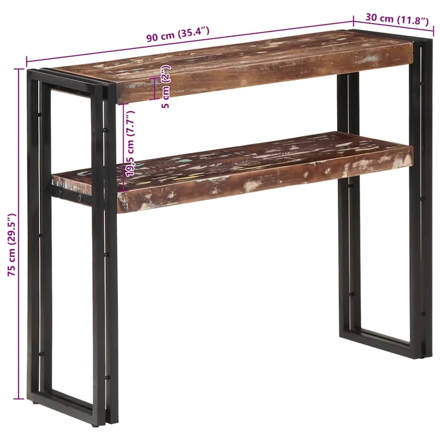 Table console 90x30x75 cm Bois de récupération massif - 9