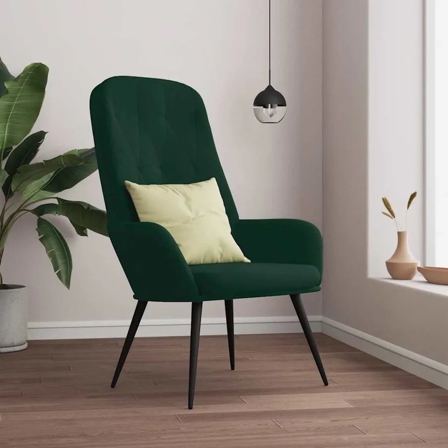 Chaise de relaxation Vert foncé Velours