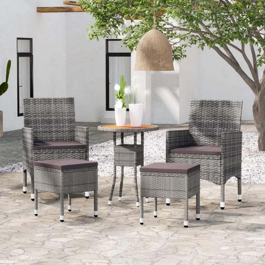 Salon de jardin 5 pcs Résine tressée Gris