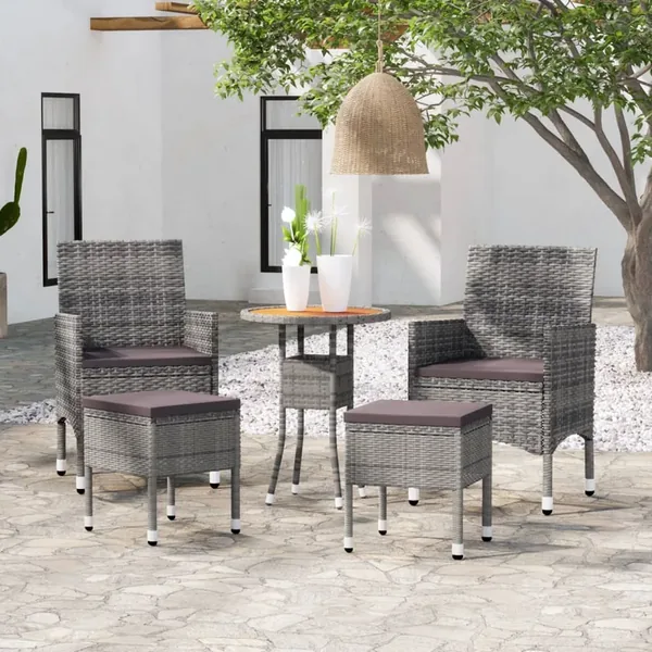 Salon de jardin 5 pcs Résine tressée Gris