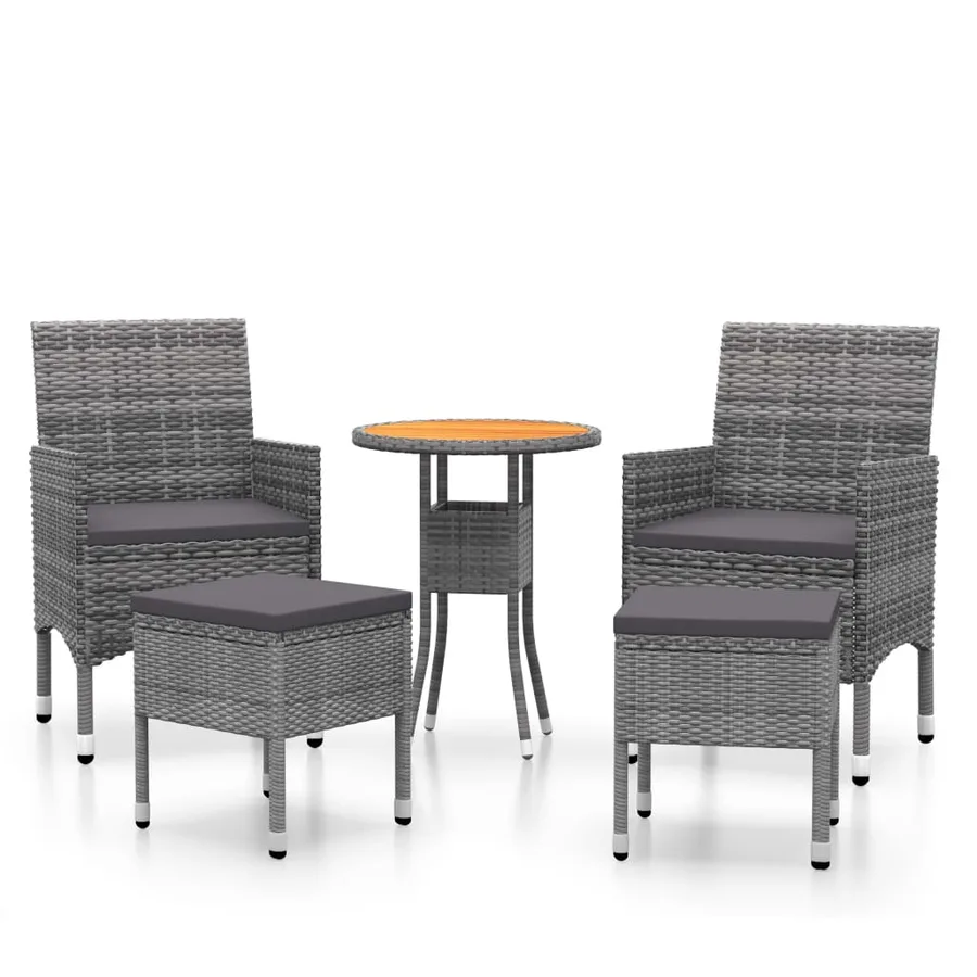 Salon de jardin 5 pcs Résine tressée Gris - 2