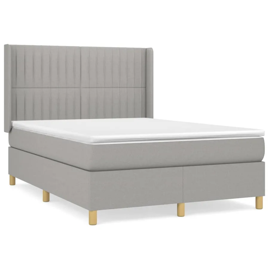 Sommier à lattes de lit avec matelas Gris clair 140x190cm Tissu - 2