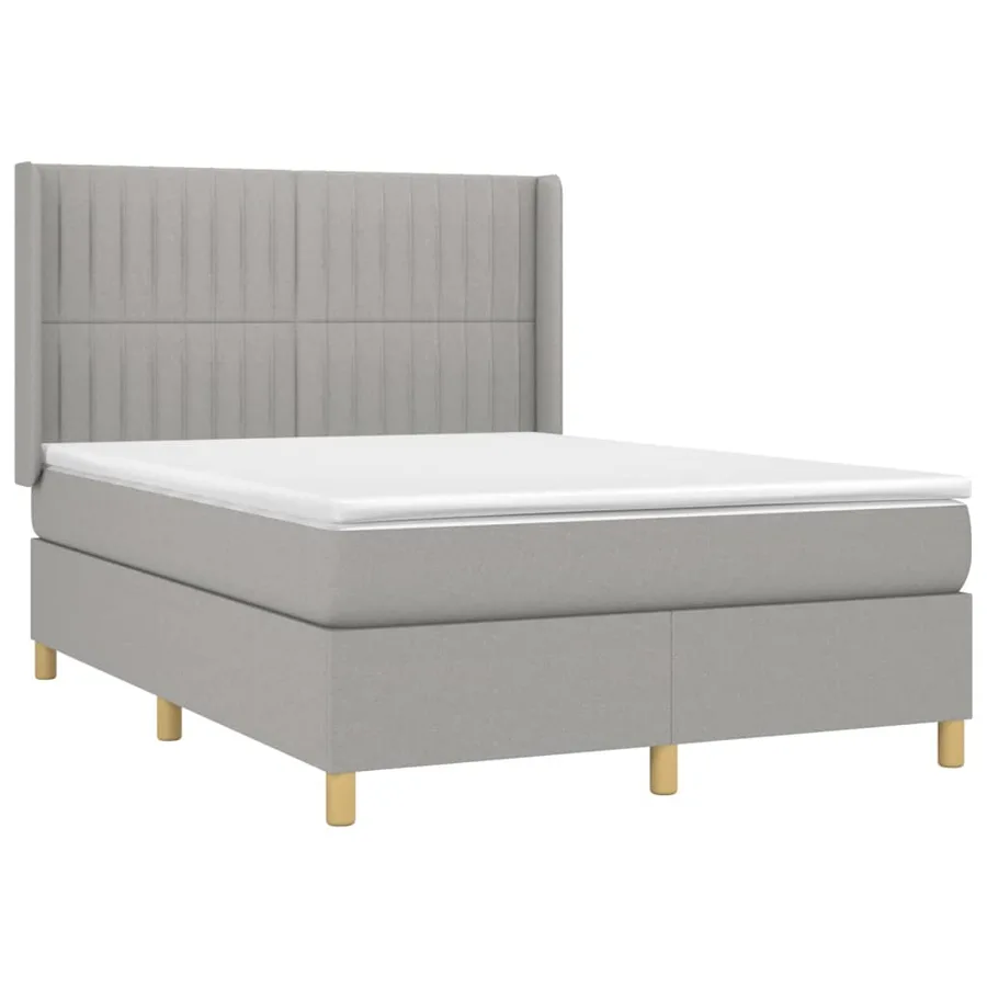 Sommier à lattes de lit avec matelas Gris clair 140x190cm Tissu - 3