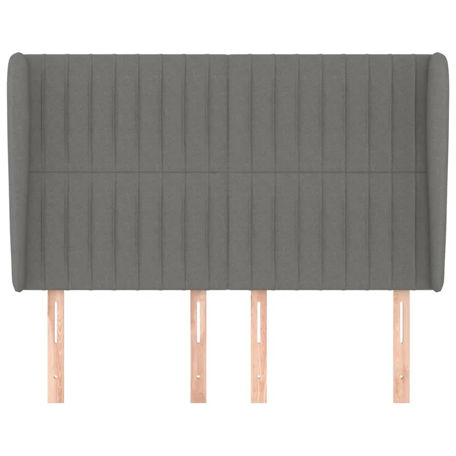 Tête de lit avec oreilles Gris foncé 147x23x118/128 cm Tissu - 3