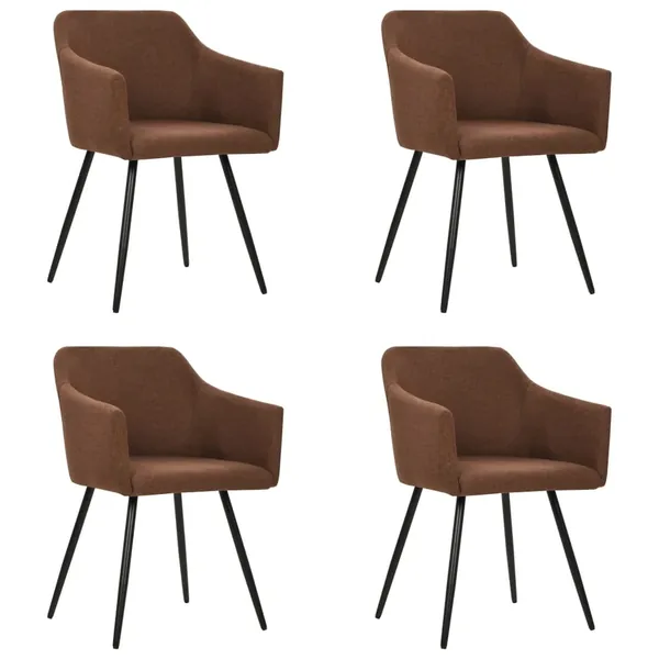 Chaises à manger lot de 4 marron tissu