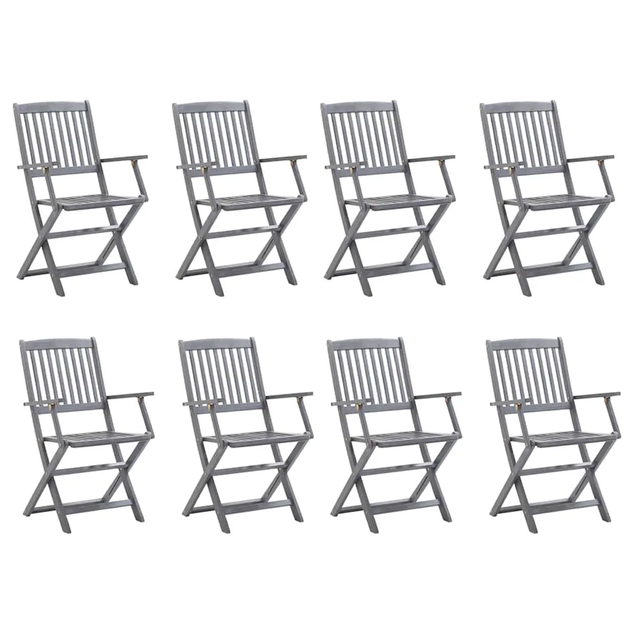 Chaises pliables d'extérieur lot de 8 et coussins Bois d'acacia - 2