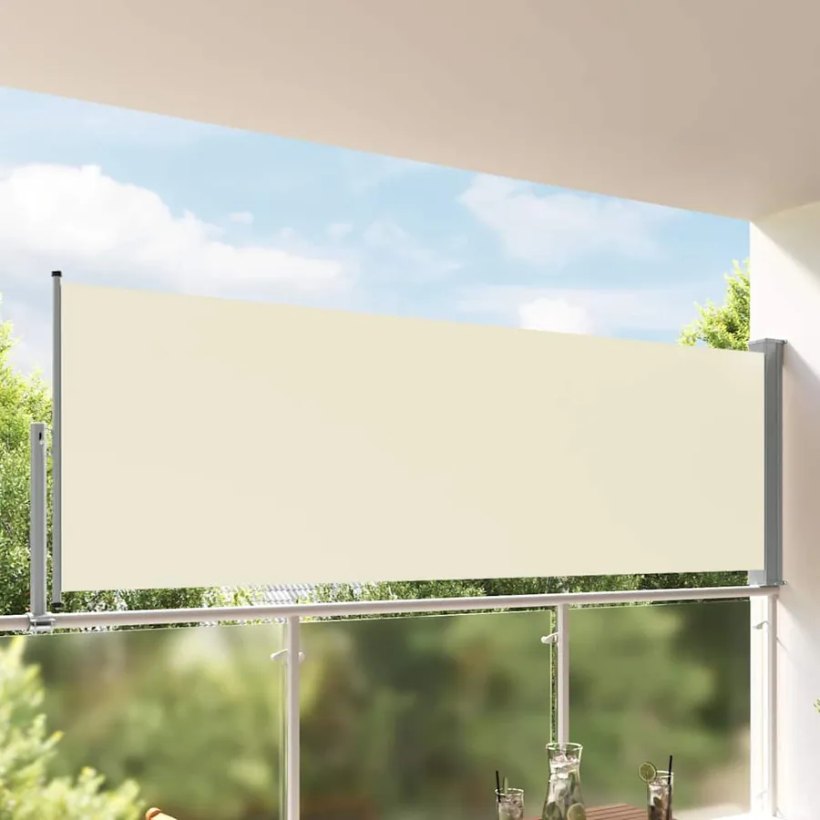 Auvent latéral rétractable de patio 120 x 300 cm Blanc cassé