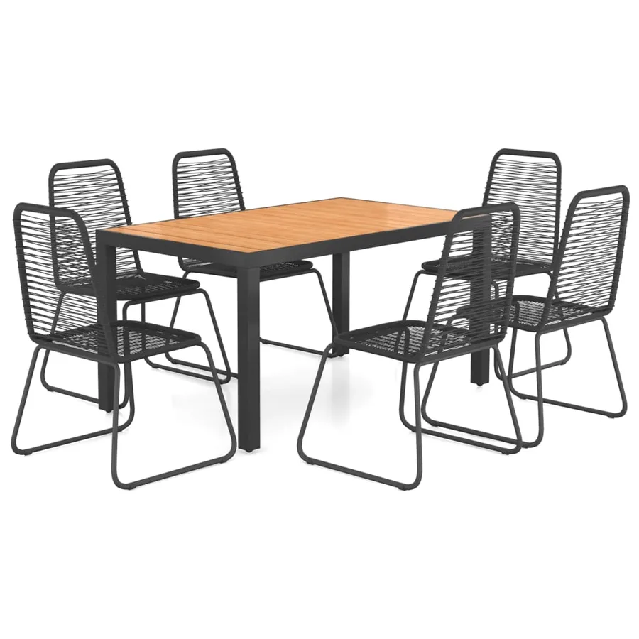 Ensemble à Manger de jardin 7pcs PVC résine tressée noir marron - 2