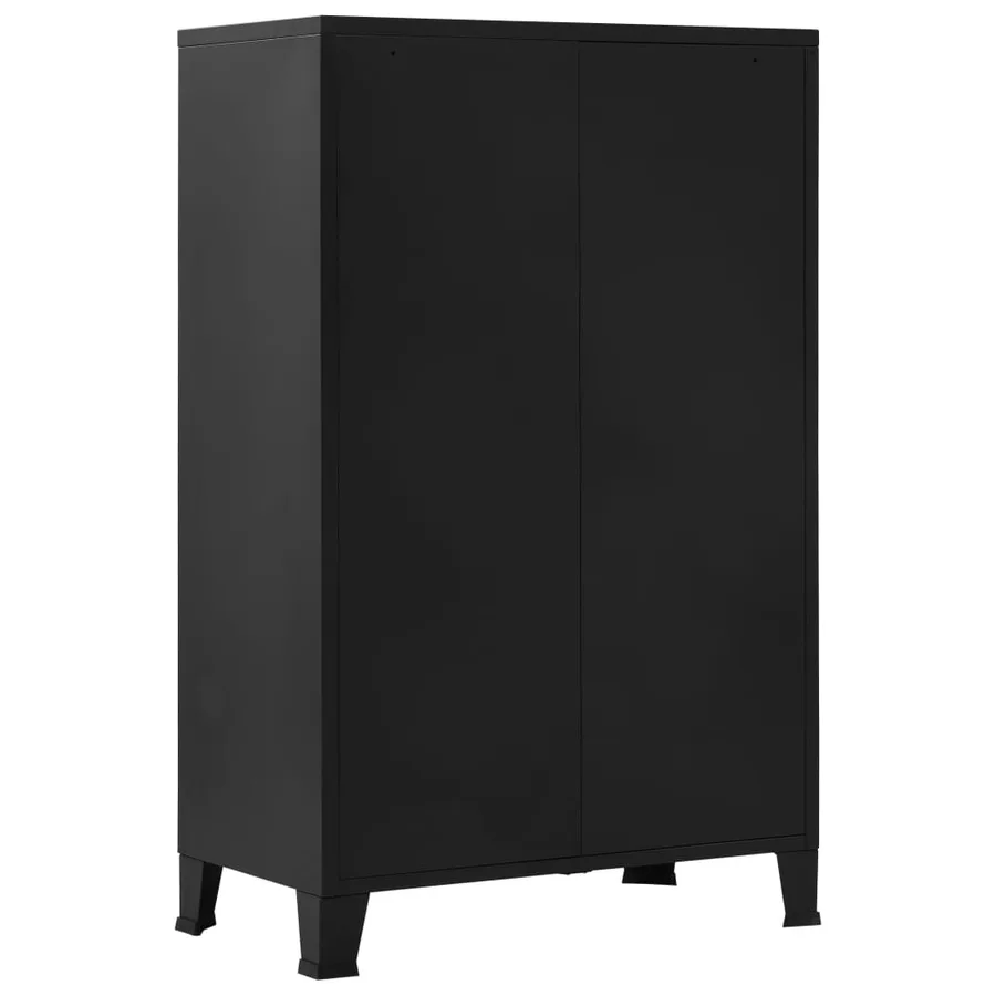 Armoire de bureau avec portes en maille Acier 75x40x120 cm Noir - 3