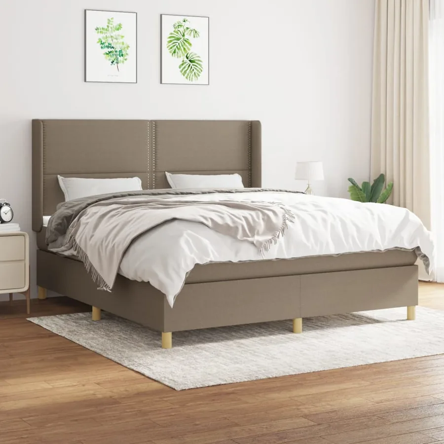 Sommier à lattes de lit avec matelas Taupe 180x200 cm Tissu