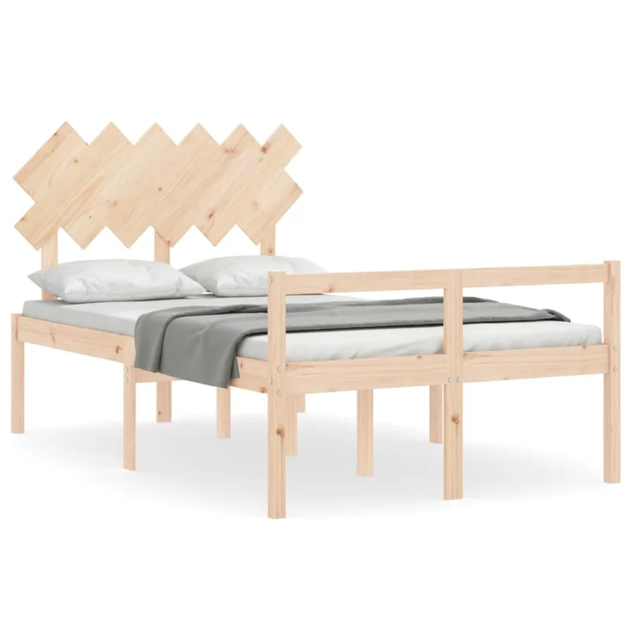 Lit pour personne âgée et tête de lit petit double bois massif - 2