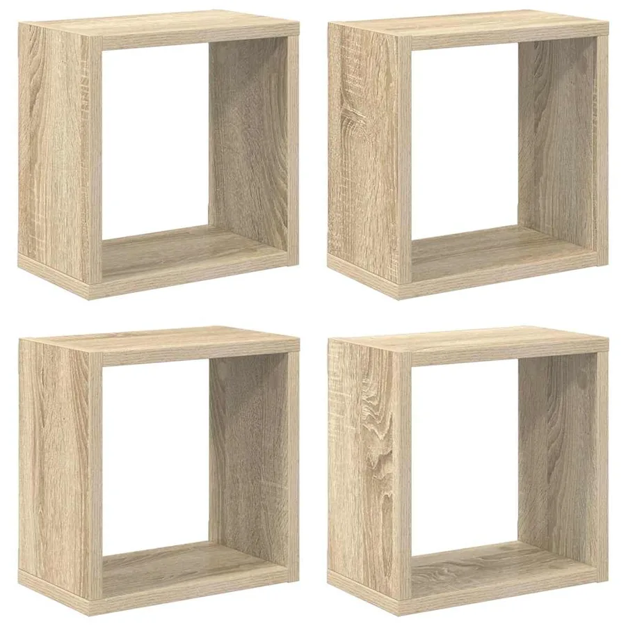 Étagères cube murales 4 pcs Chêne sonoma 26x15x26 cm - 2