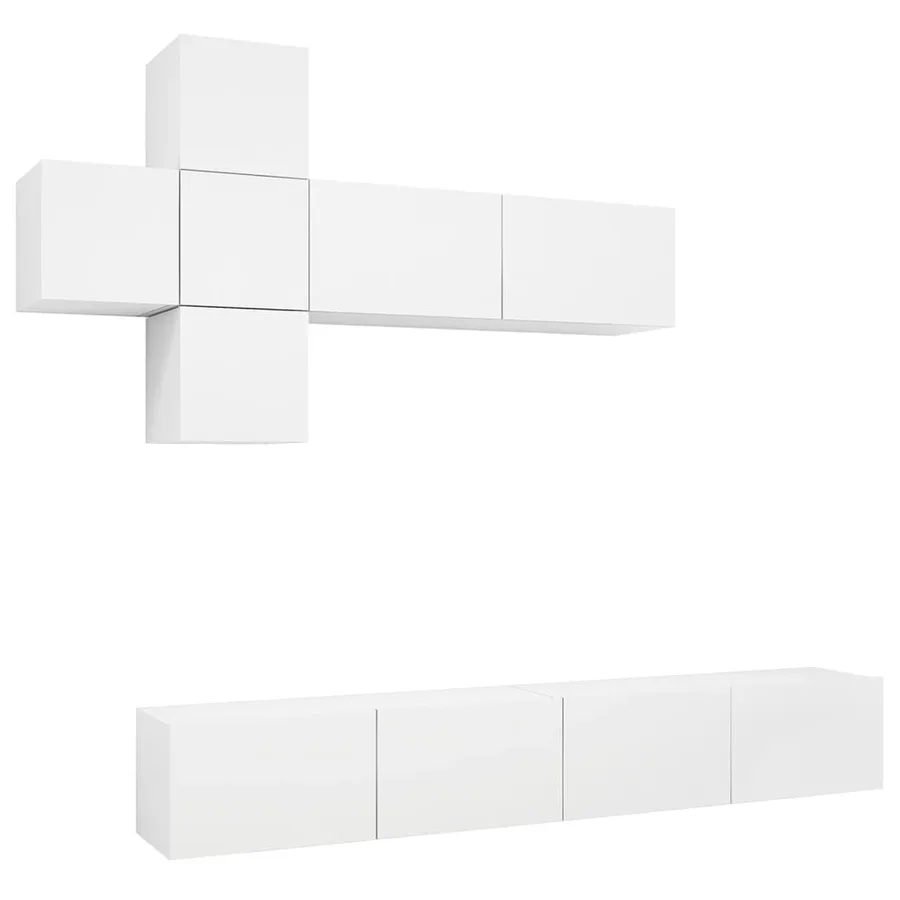 Ensemble de meuble TV 7 pcs Blanc Bois d'ingénierie - 2