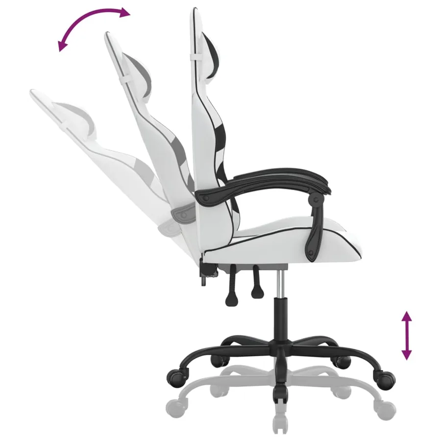 Chaise de jeu Blanc et noir Similicuir - 6