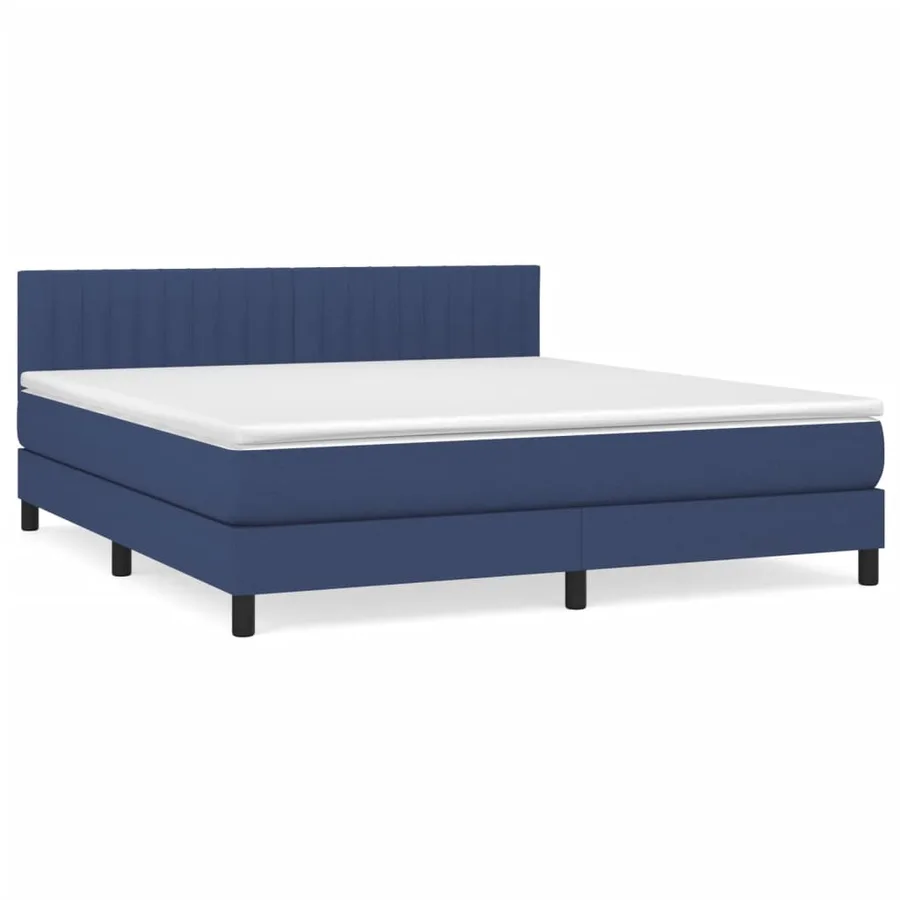 Sommier à lattes de lit avec matelas Bleu 160x200 cm Tissu - 2