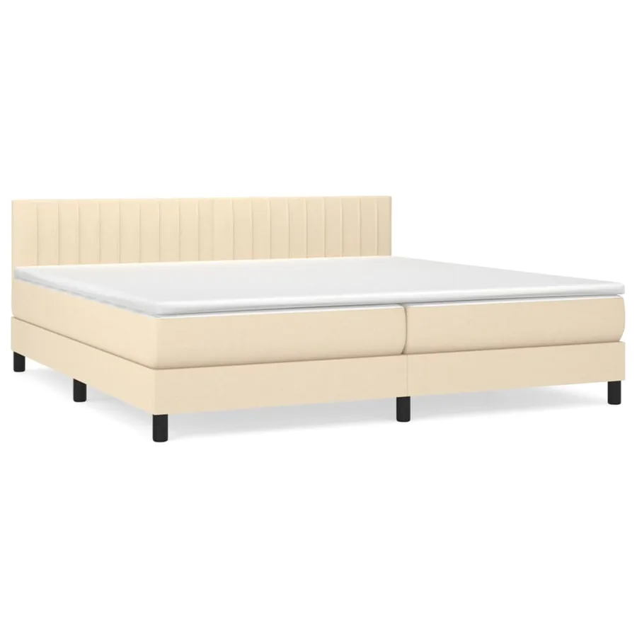 Sommier à lattes de lit avec matelas Crème 200x200 cm Tissu - 2