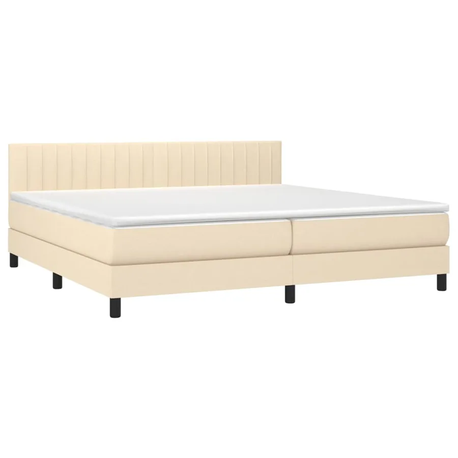 Sommier à lattes de lit avec matelas Crème 200x200 cm Tissu - 3