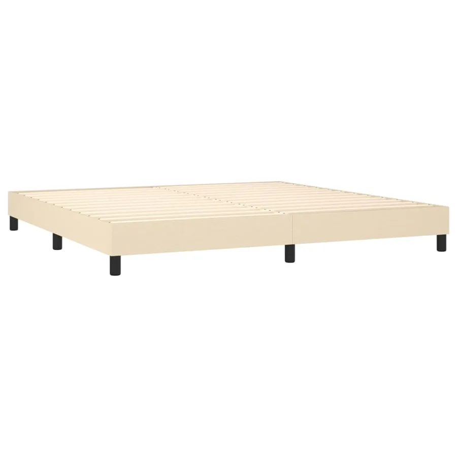 Sommier à lattes de lit avec matelas Crème 200x200 cm Tissu - 4