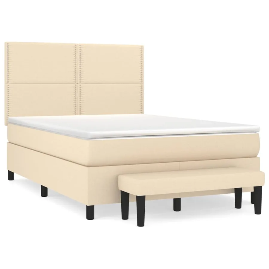Sommier à lattes de lit avec matelas Crème 140x190 cm Tissu - 2