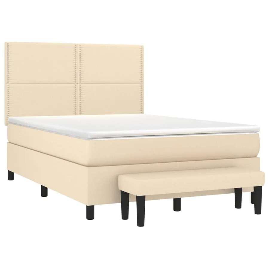 Sommier à lattes de lit avec matelas Crème 140x190 cm Tissu - 3