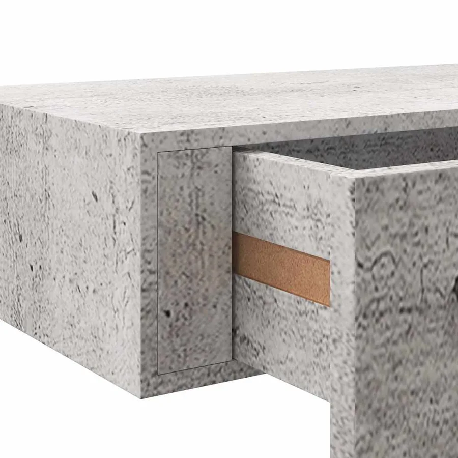 Étagère à tiroir murale Gris béton 40x23,5x10 cm MDF - 10