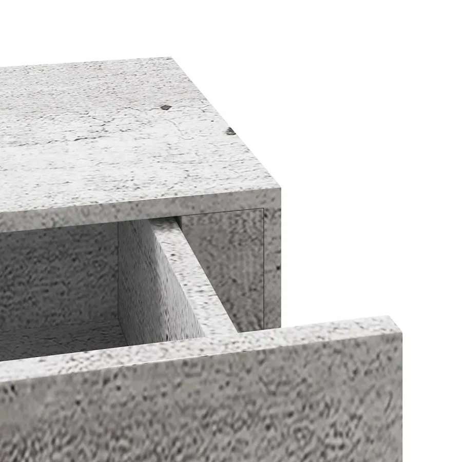 Étagère à tiroir murale Gris béton 40x23,5x10 cm MDF - 9