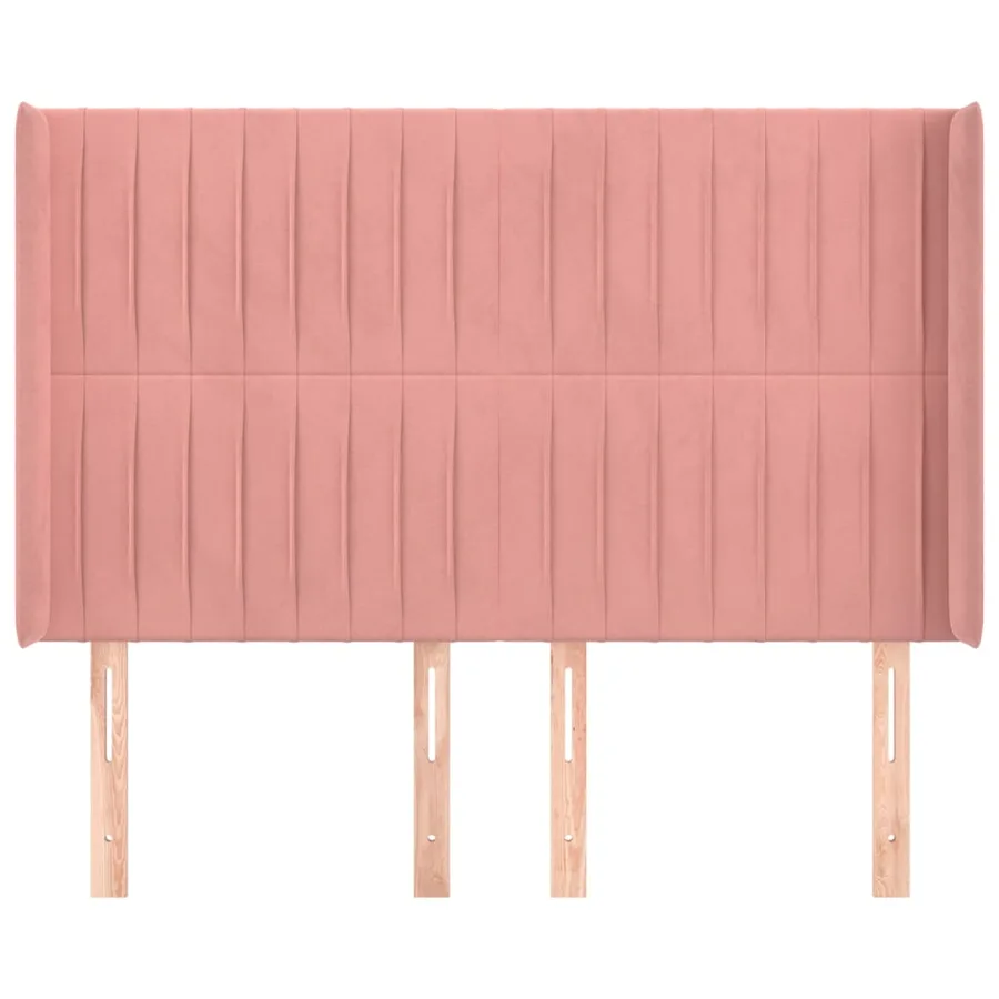 Tête de lit avec oreilles Rose 147x16x118/128 cm Velours - 3