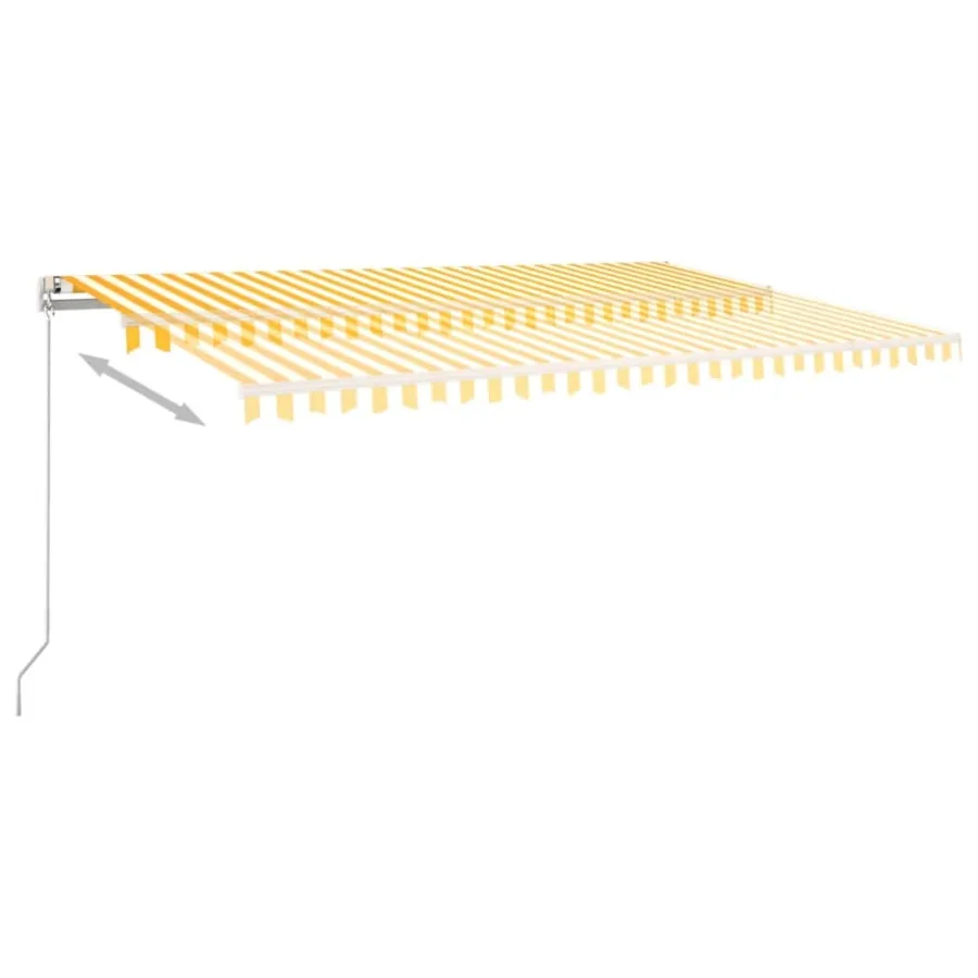 Auvent manuel rétractable avec LED 500x300 cm Jaune et blanc - 6