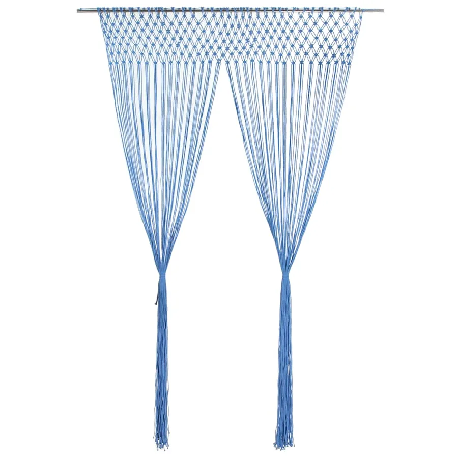 Rideau en macramé Bleu 140x240 cm Coton - 2