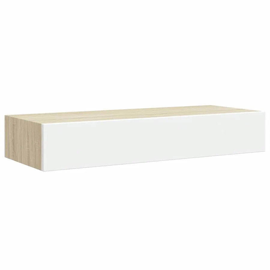 Étagères murales à tiroirs 2 pièces Chêne et blanc 60 x 23,5 x 10 cm MDF - 6