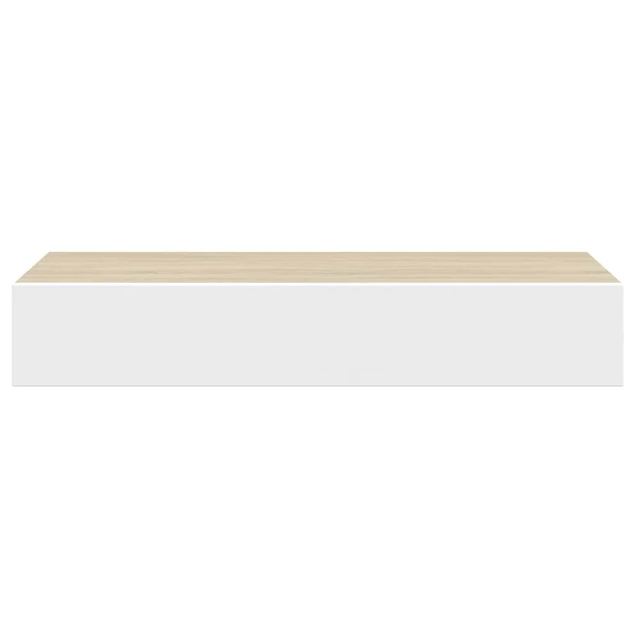 Étagères murales à tiroirs 2 pièces Chêne et blanc 60 x 23,5 x 10 cm MDF - 7
