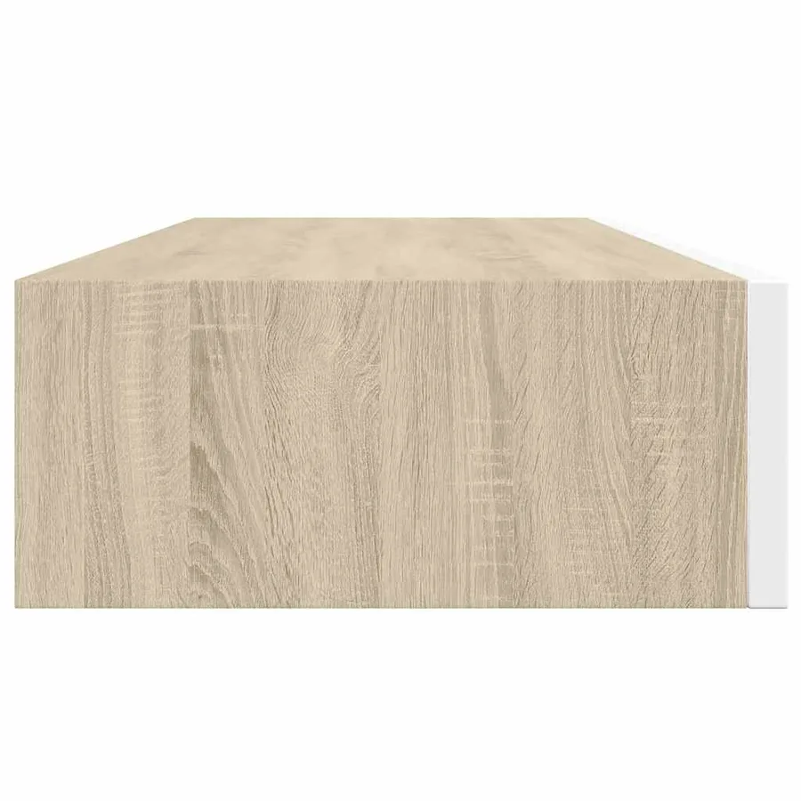 Étagères murales à tiroirs 2 pièces Chêne et blanc 60 x 23,5 x 10 cm MDF - 8