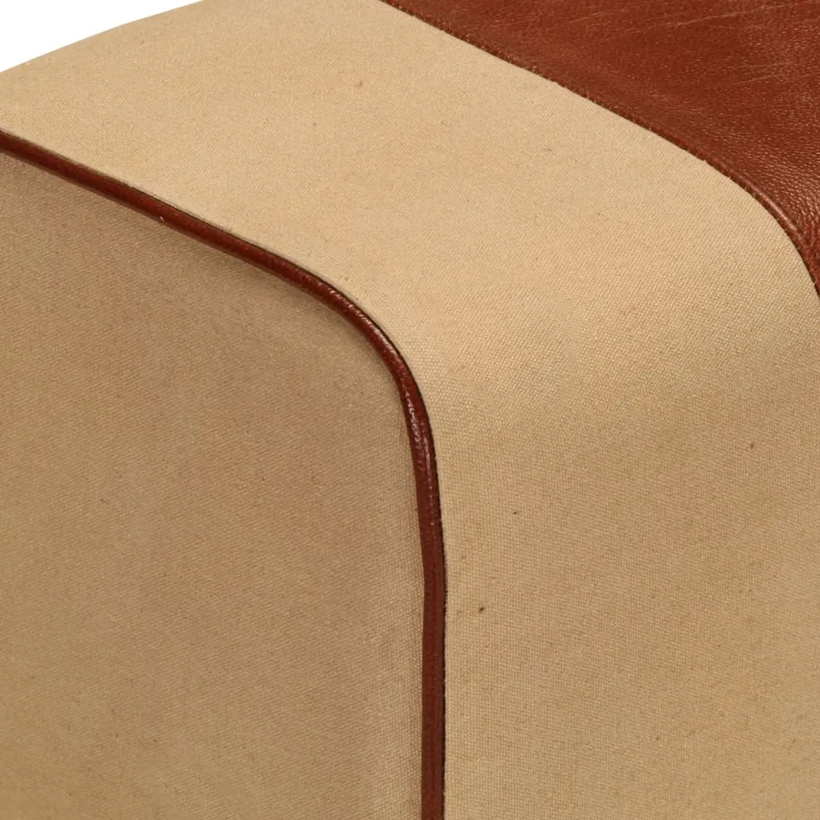 Banc saut de cheval 38 cm marron cuir véritable et manguier - 5
