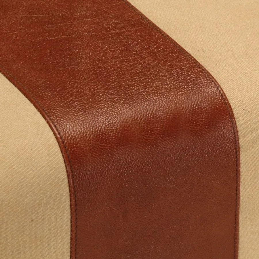 Banc saut de cheval 38 cm marron cuir véritable et manguier - 6