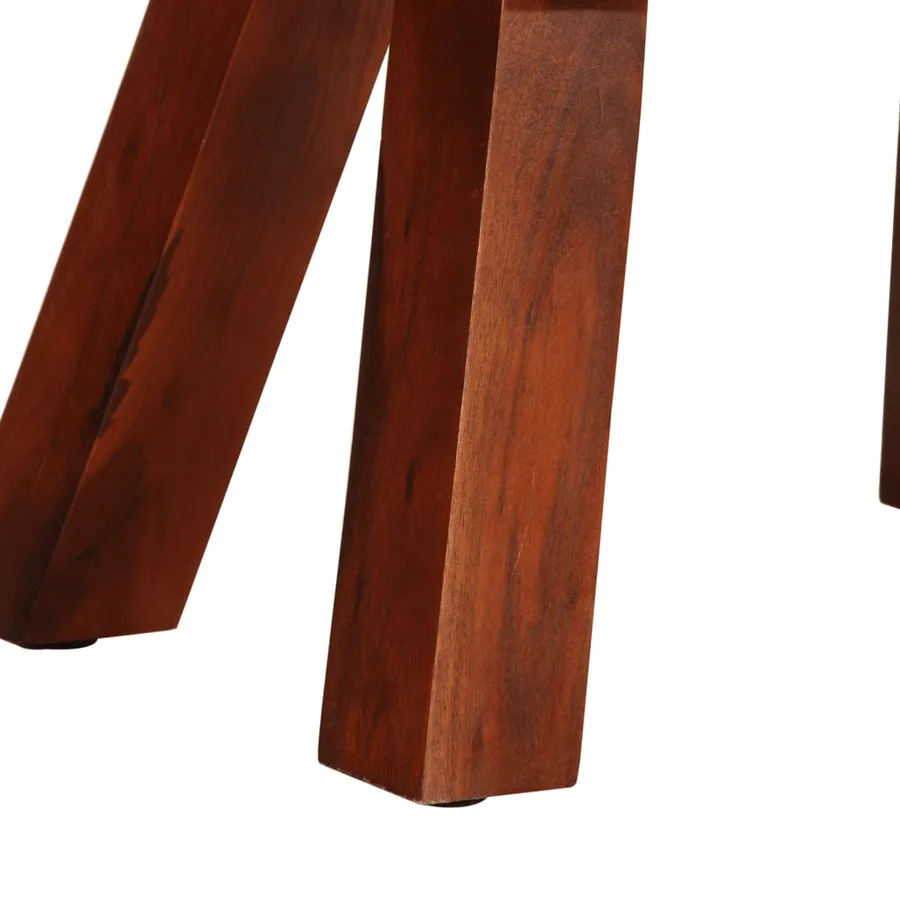 Banc saut de cheval 38 cm marron cuir véritable et manguier - 7