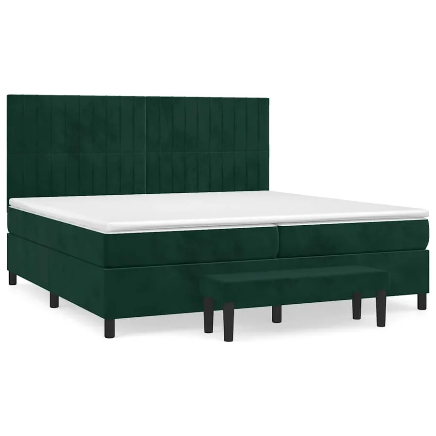 Sommier à lattes de lit et matelas Vert foncé 200x200cm Velours - 2