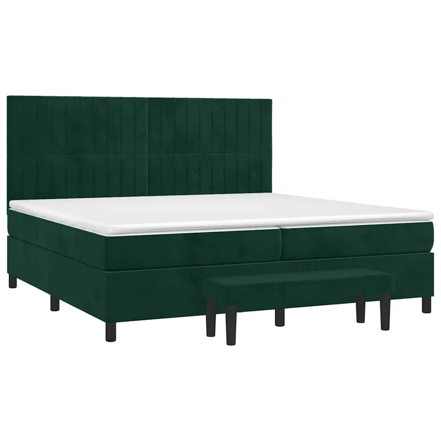 Sommier à lattes de lit et matelas Vert foncé 200x200cm Velours - 3