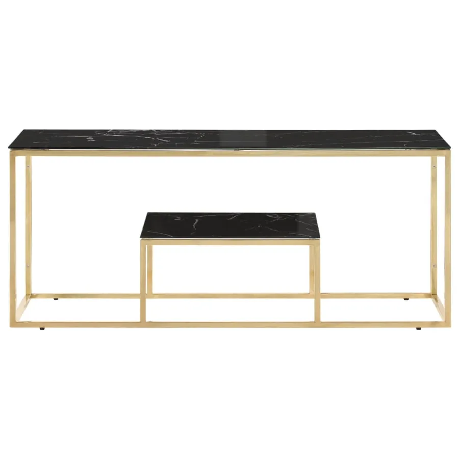 Table basse doré acier inoxydable et verre trempé - 2