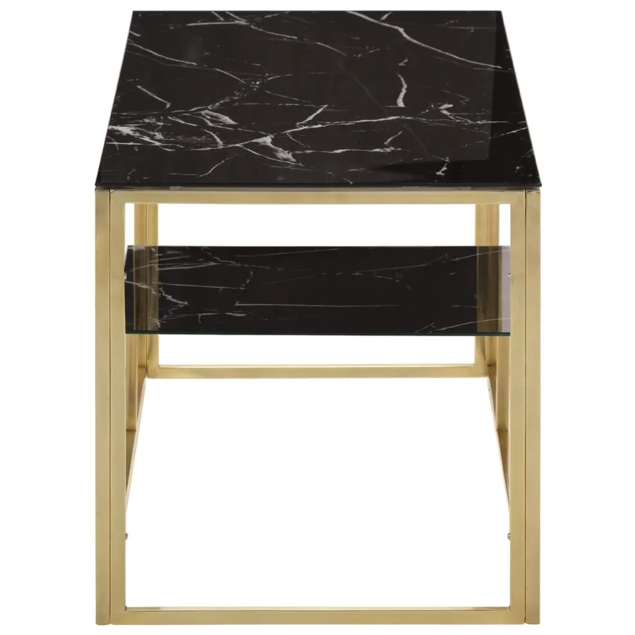 Table basse doré acier inoxydable et verre trempé - 3