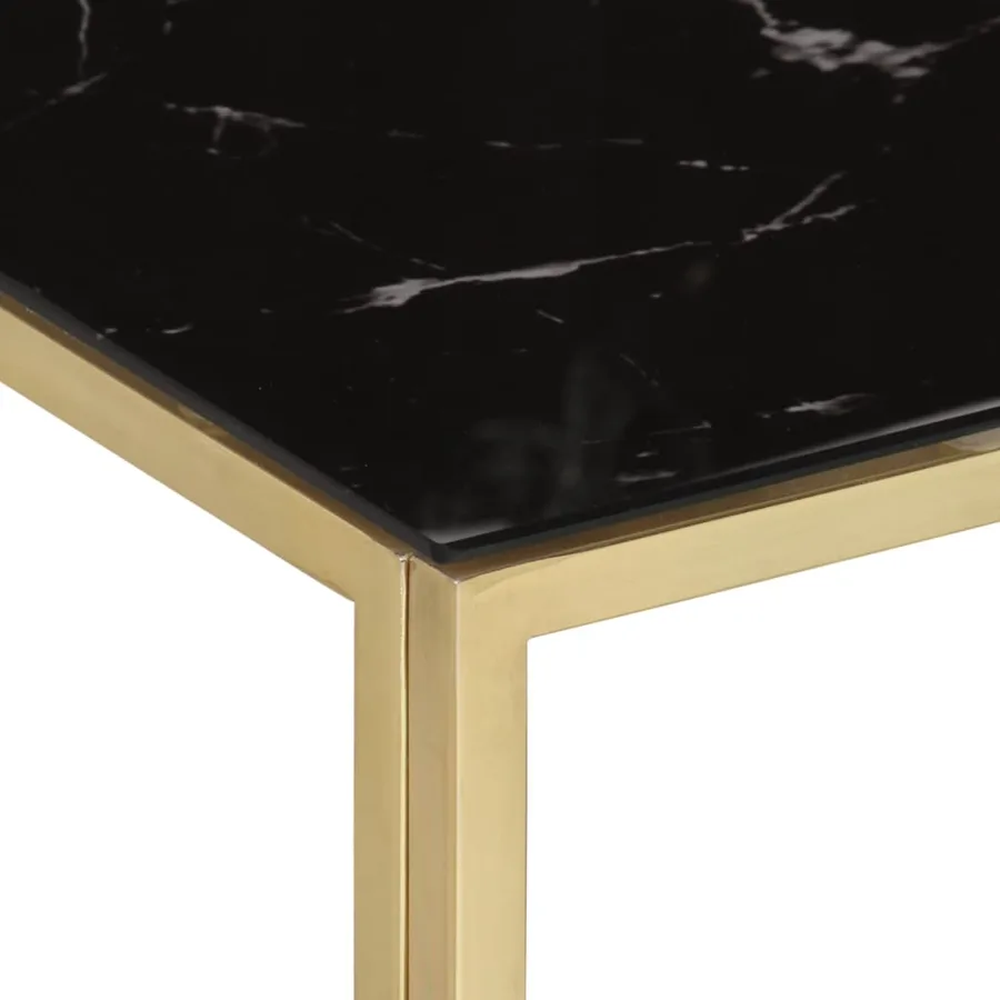 Table basse doré acier inoxydable et verre trempé - 4
